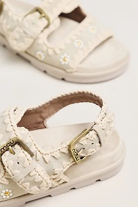 MOU Embroidered Crochet Sandals