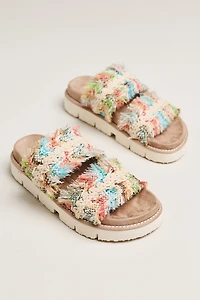 MOU Fringe Strap Slide Sandals