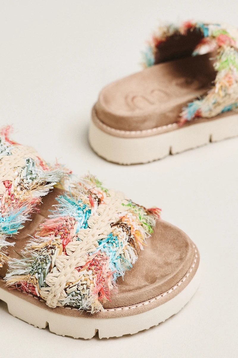 MOU Fringe Strap Slide Sandals
