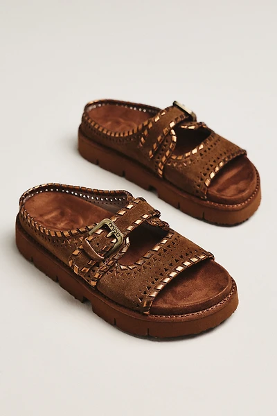 MOU Whipstitch Cutout Slide Sandals