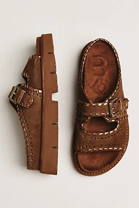 MOU Whipstitch Cutout Slide Sandals