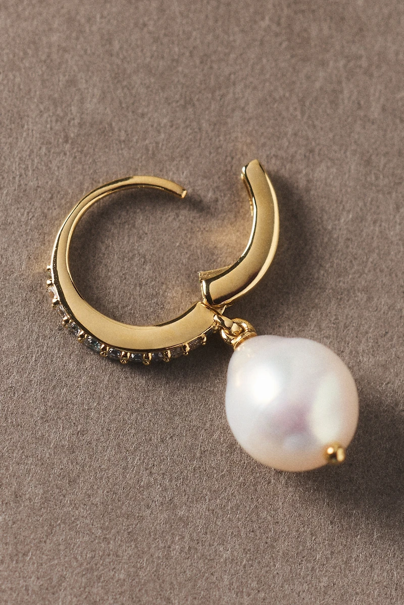 NADRI Madrid Freshwater Pearl Drop Hoop Earrings