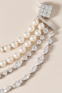 NADRI Pearl Cubic Zirconia Line Bracelet 