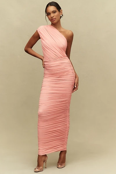 Ronny Kono Emina One-Shoulder Gathered Maxi Dress