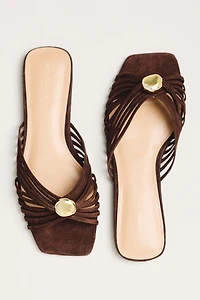 Strappy Square-Toe Slide Sandals