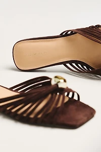 Strappy Square-Toe Slide Sandals