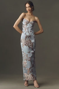 SAU LEE Novella Brocade Maxi Dress