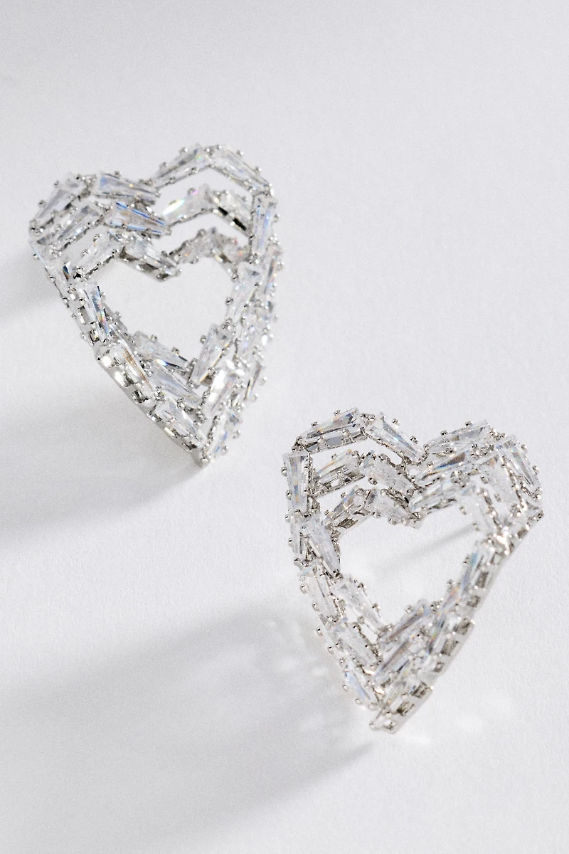 Layered Crystal Heart Earrings