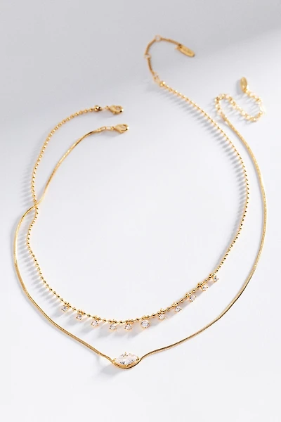 Mixed Crystal Layering Necklaces, Set of 2
