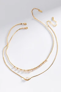 Mixed Crystal Layering Necklaces, Set of 2