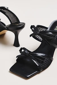 Maeve Mesh Double-Bow Open-Toe Heels