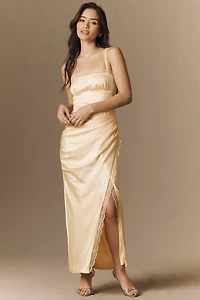 BHLDN Satin and Lace Maxi Dress