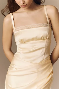 BHLDN Satin and Lace Maxi Dress