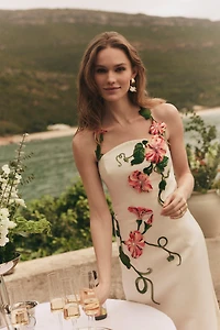 LEO LIN Ava Halter Appliqué Maxi Dress
