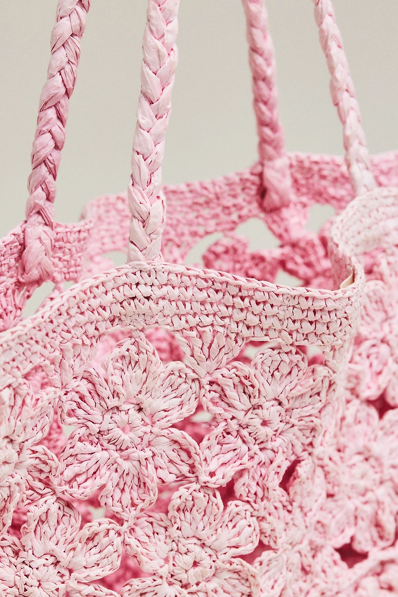LoveShackFancy Sharlo Crochet Flower Tote Bag