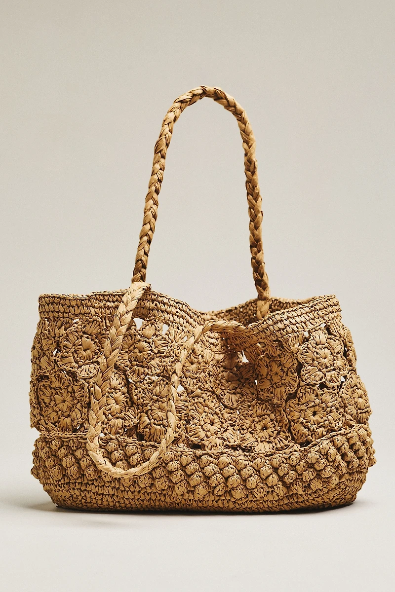 LoveShackFancy Sharlo Crochet Flower Tote Bag