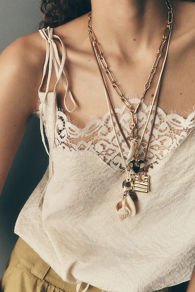 By Anthropologie Padlock Pendant Cord Necklace