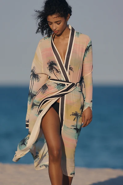 By Anthropologie Patterned Tie-Front Kaftan