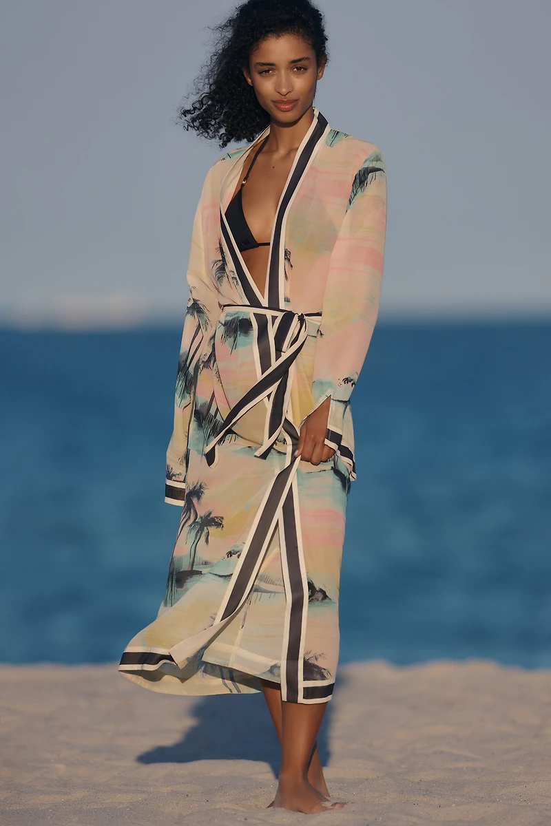 By Anthropologie Patterned Tie-Front Kaftan
