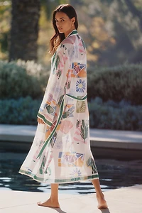 By Anthropologie Patterned Tie-Front Kaftan