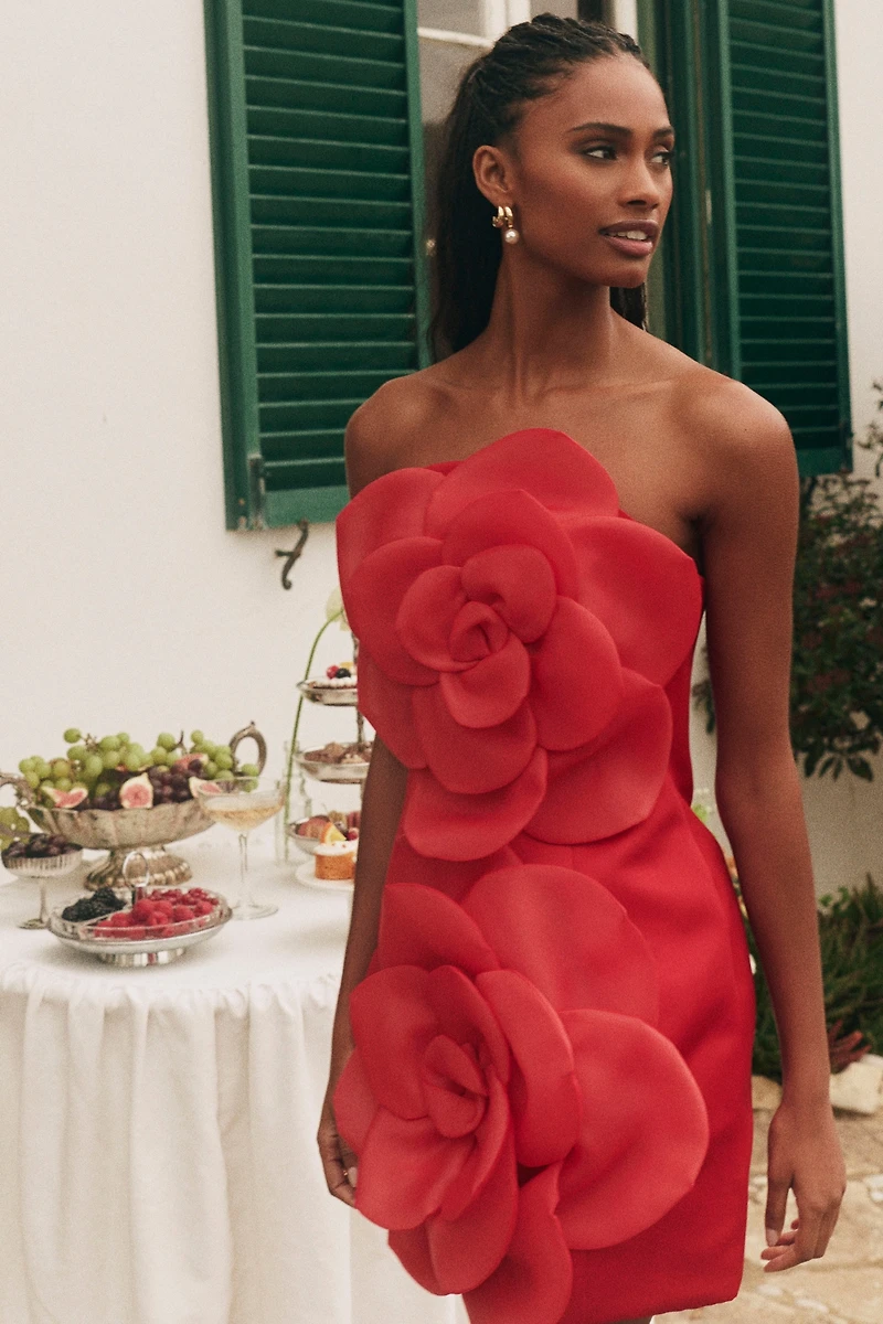 LEO LIN Floret Strapless Mini Dress