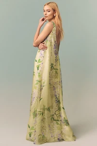 LEO LIN Yumei Silk Embellished Maxi Dress