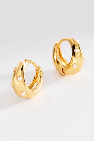Pearl-Dotted Hoop Earrings