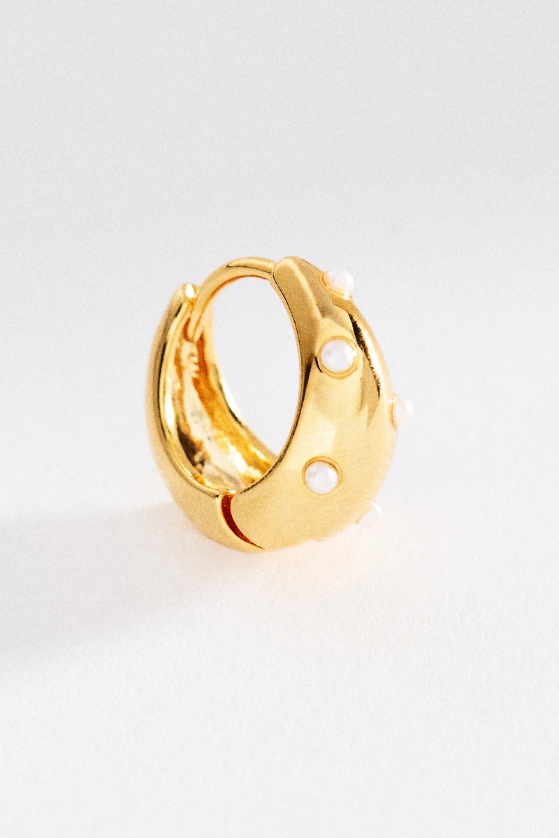 Pearl-Dotted Hoop Earrings