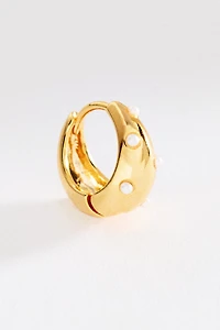 Pearl-Dotted Hoop Earrings