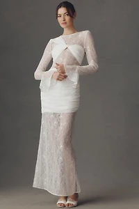 Elliatt Vivette Draped Lace Maxi Dress