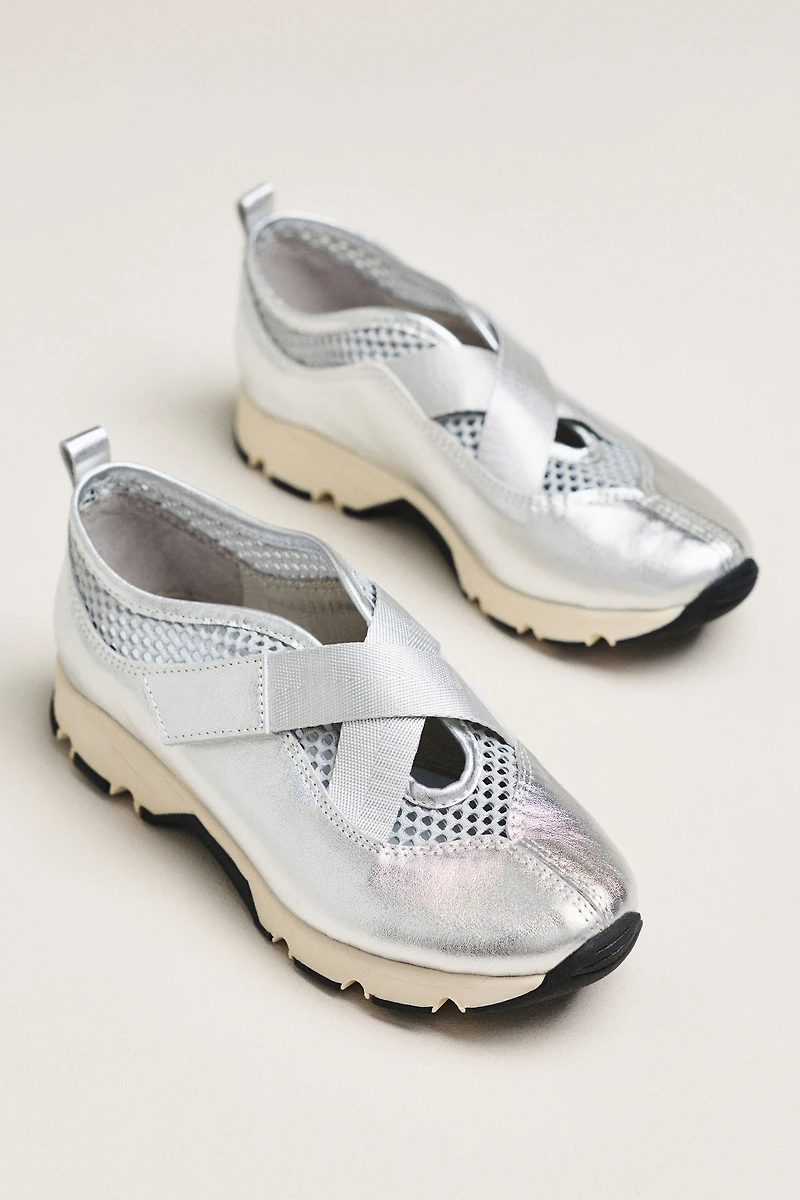 All Black Crisscross Slip-On Sneakers