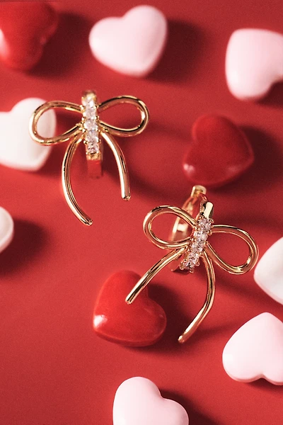 Pavé Bow Huggie Hoop Earrings