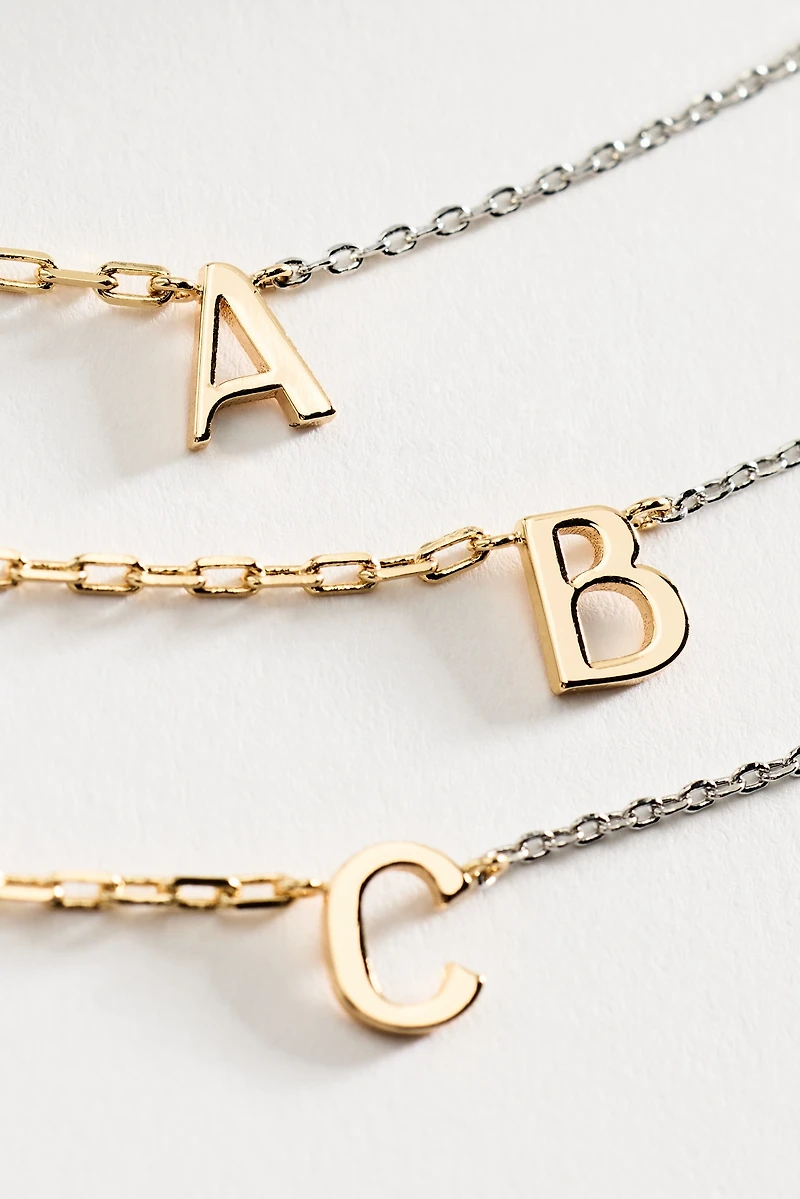 Mixed Metal Delicate Monogram Necklace