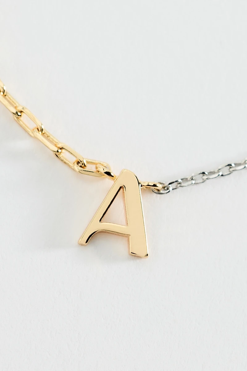 Mixed Metal Delicate Monogram Necklace