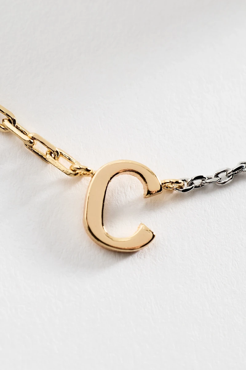 Mixed Metal Delicate Monogram Necklace