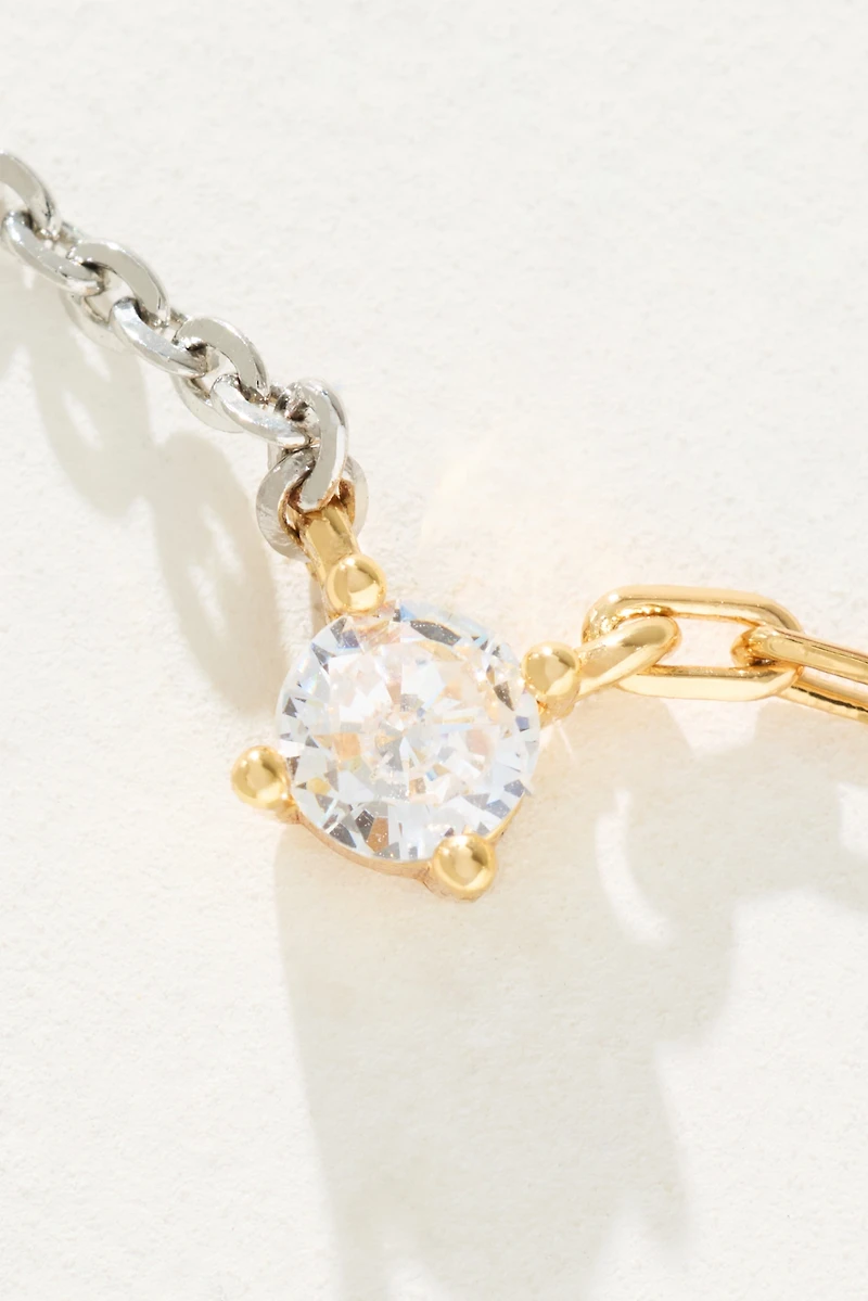 Two-Tone Crystal Link Necklace