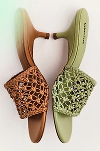 Lola Cruz Woven Heeled Mule Sandals