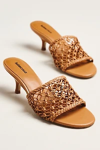 Lola Cruz Woven Heeled Mule Sandals