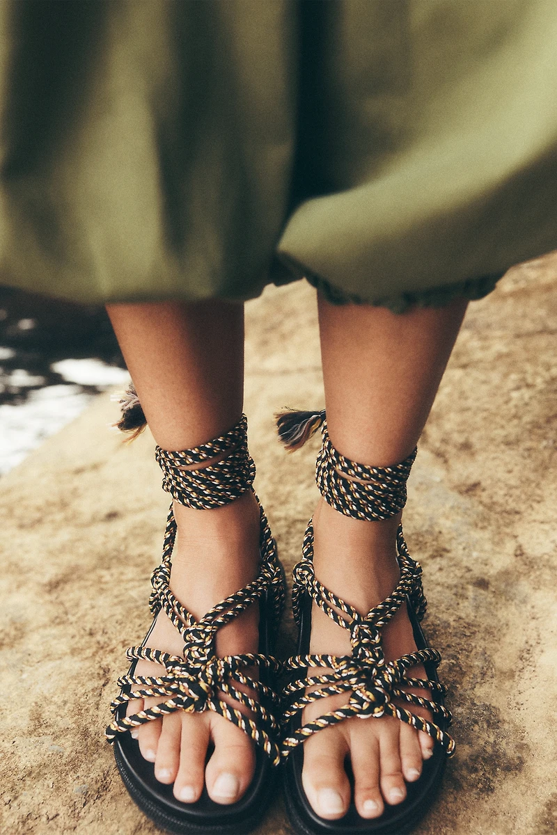 Bibi Lou Ankle Wrap Woven Sandals