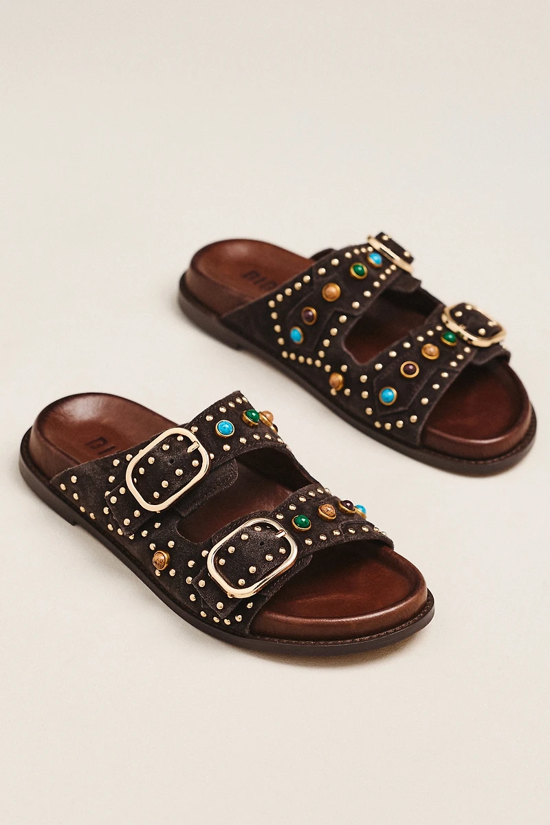 Bibi Lou Studded Double-Strap Slides