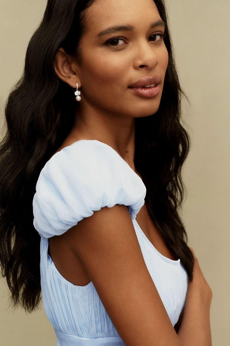 BHLDN Maya Cap-Sleeve Satin Maxi Dress