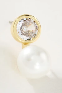 Bezel Crystal Pearl Earrings