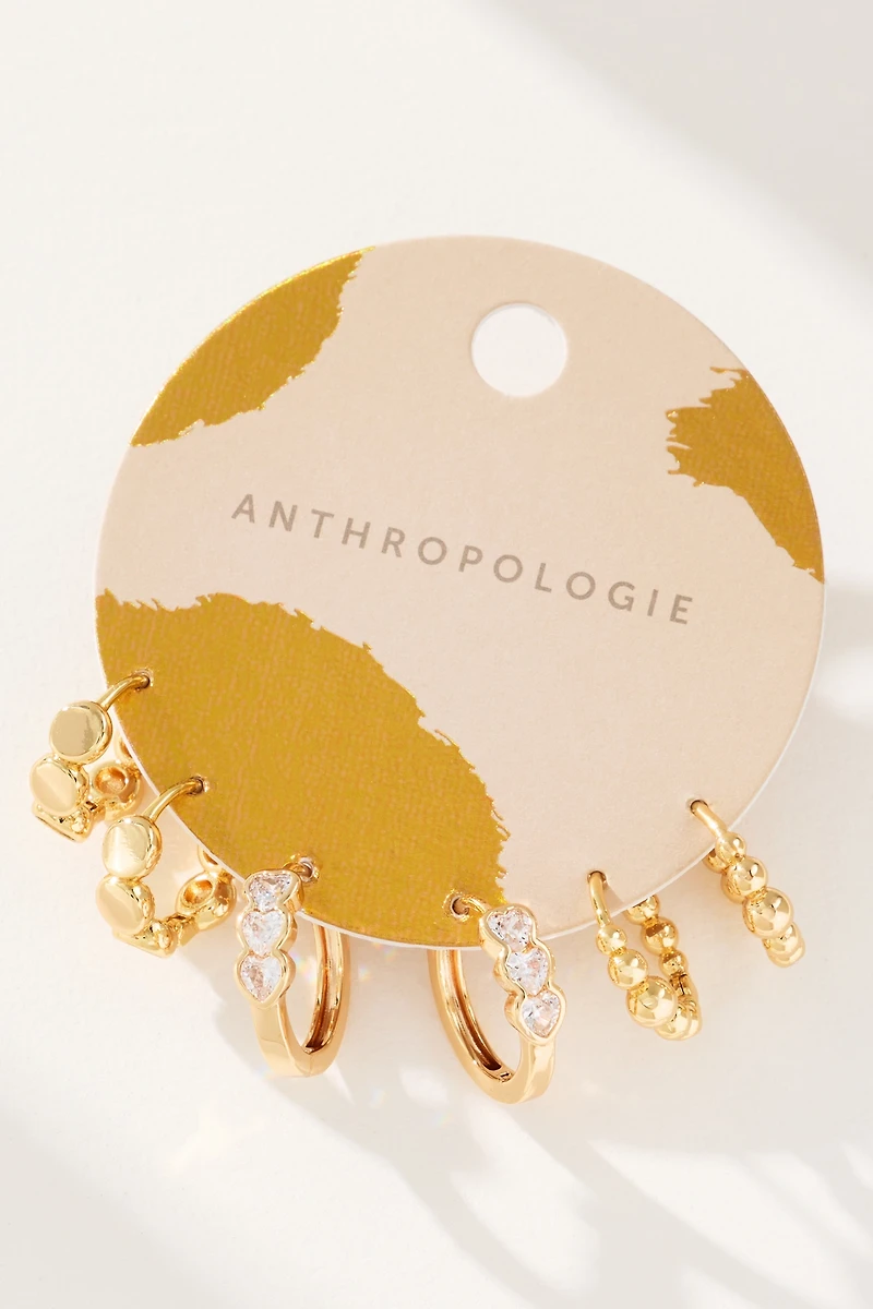 Pearled Crystal Huggie Hoop Earrings