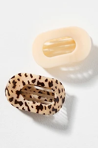 TELETIES Medium Flat Round Hair Claw Clips, Set of 2