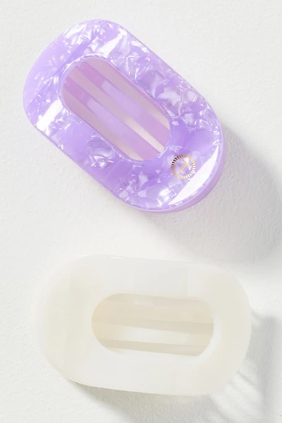 TELETIES Medium Flat Round Hair Claw Clips, Set of 2