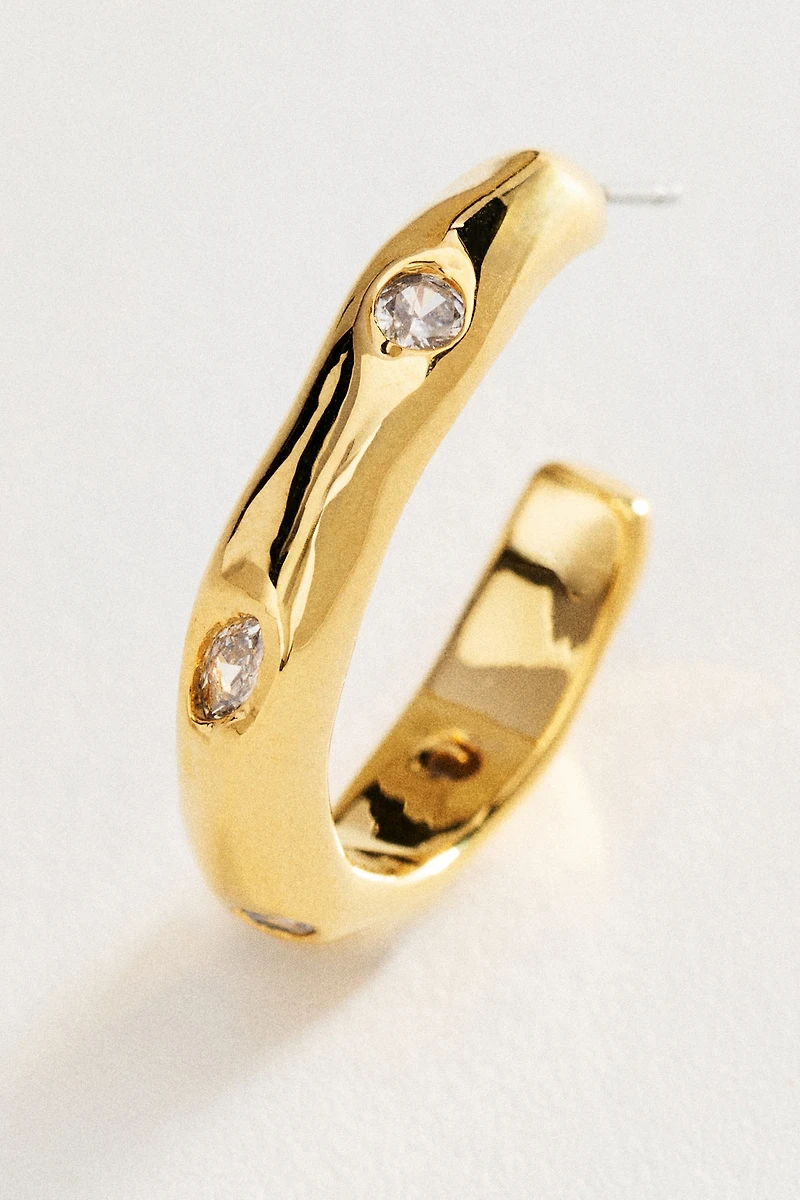 Crystal Inset Hoop Earrings