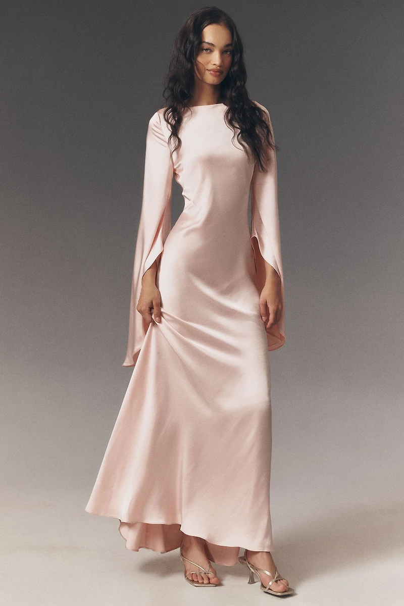 Elliatt Cecile Wide-Sleeve Satin Gown