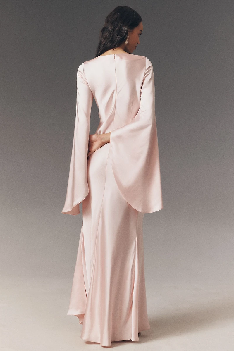 Elliatt Cecile Wide-Sleeve Satin Gown