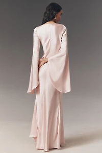 Elliatt Cecile Wide-Sleeve Satin Gown
