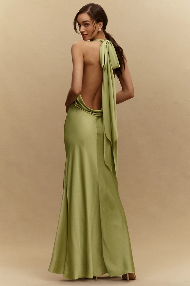 bhldn anna sleeveless satin layered sheer crepe maxi dress BHLDN Anna Sleeveless Satin Layered Sheer Crepe Maxi Dress